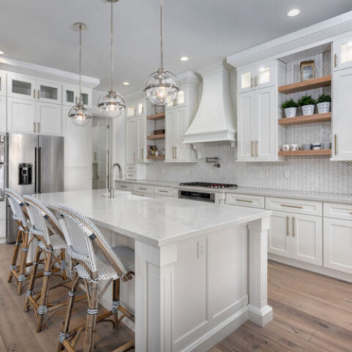 Stock Cabinetry Full Overlay Modern Farmhouse Kitchen
