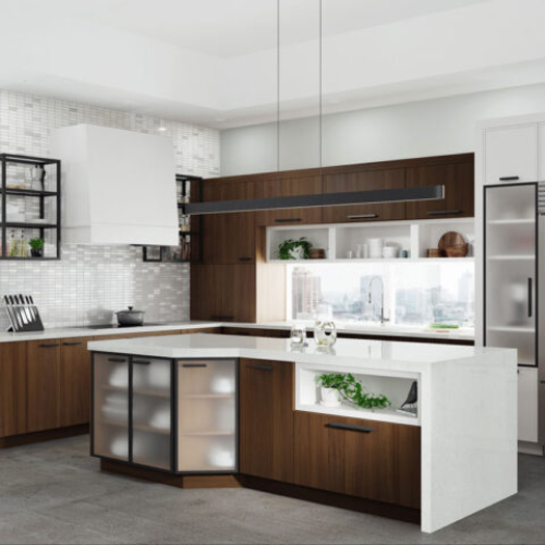 Walnut Pearl Contemporary Kitchen